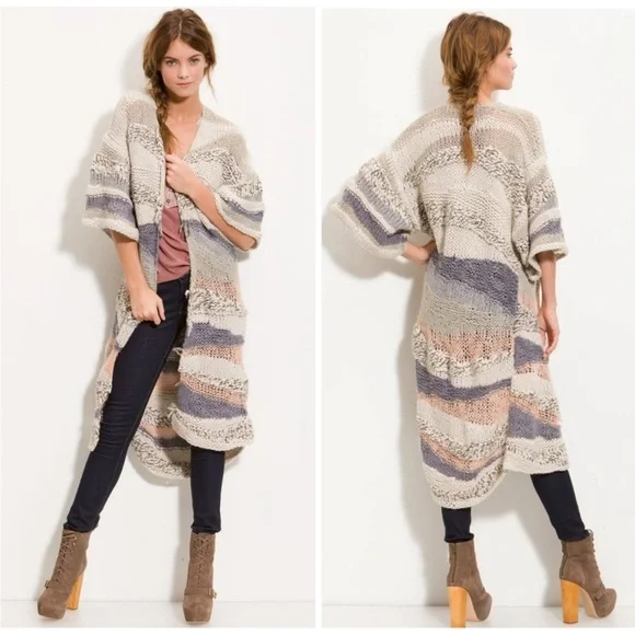 Free People Sands of Time Long Cardigan Slouchy Sweater Size Small - Picture 1 of 13